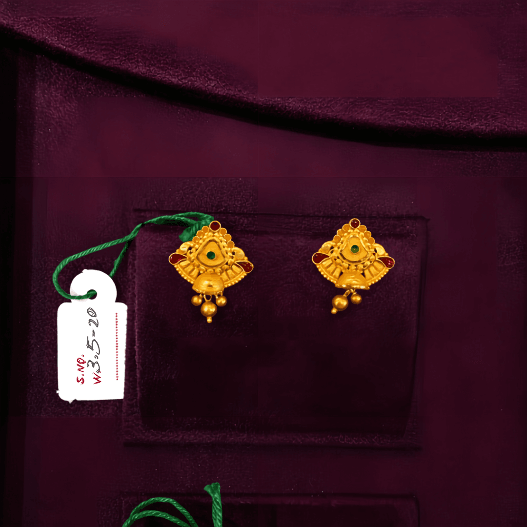 Triangular Meenakari Gold Ear Tops — Siddhivinayak Jewellers